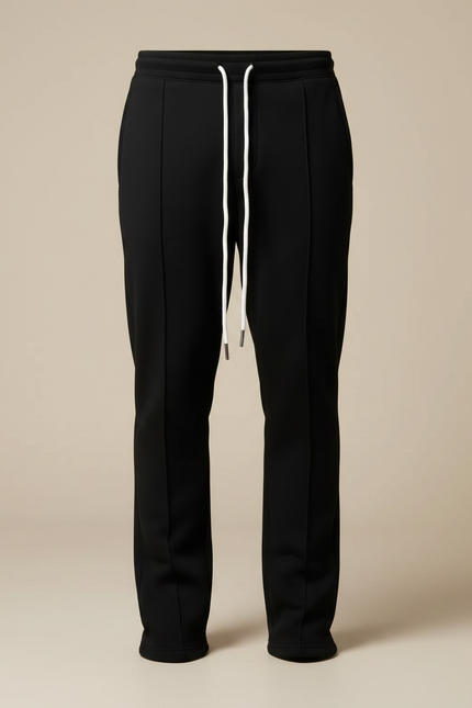 Pantalon Noir Coupe Droite Couture Apparente Décontracté Homme - Molleton - vue 3