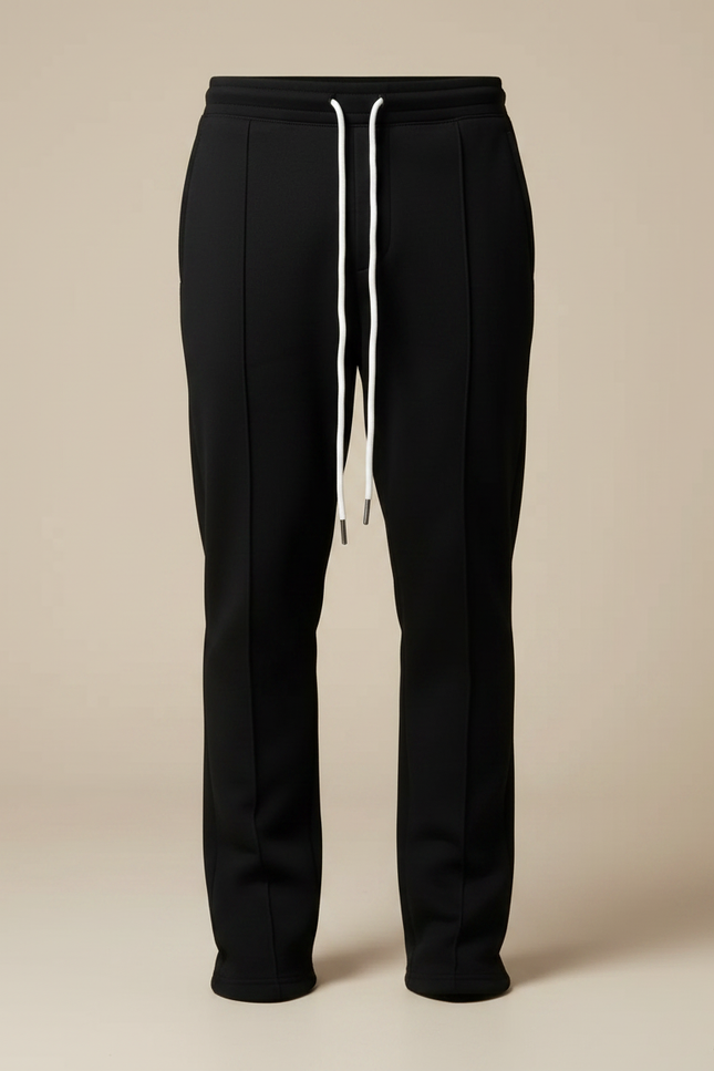 Pantalon Noir Coupe Droite Couture Apparente Décontracté Homme - Molleton - vue 3