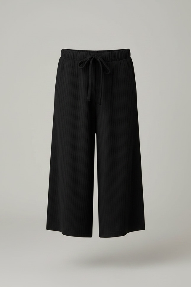 Pantalon Culotte Noir - Maille - vue 3