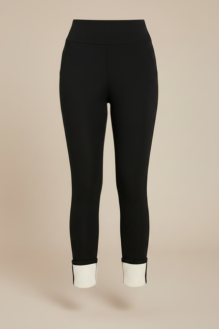 Pantalon Noir Doublé Chaud Taille Haute Femme - Molleton - vue 3