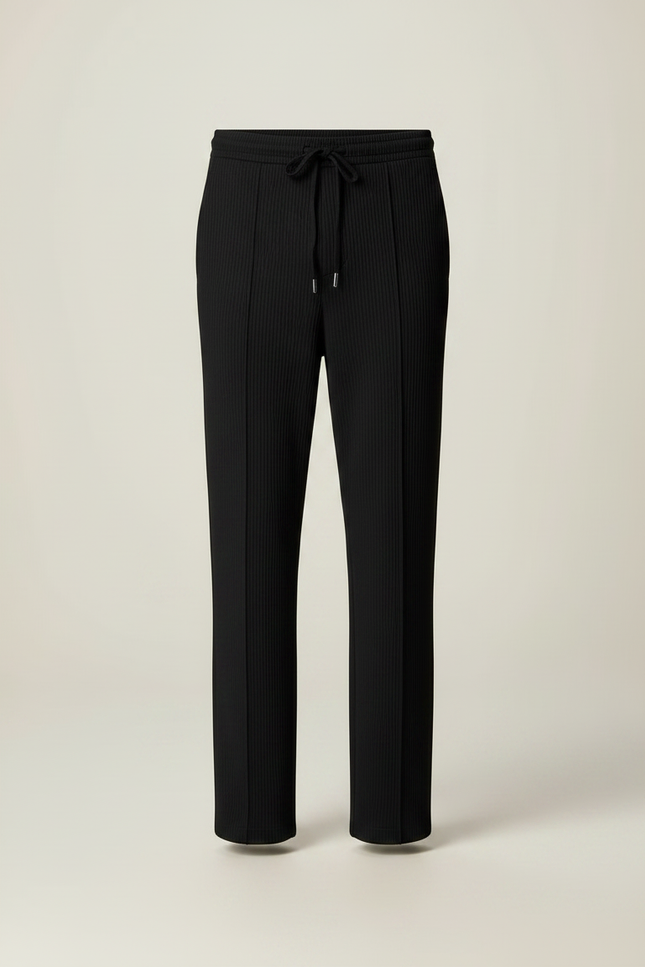 Pantalon Noir Plissé Décontracté Cordon Large - Maille - vue 3