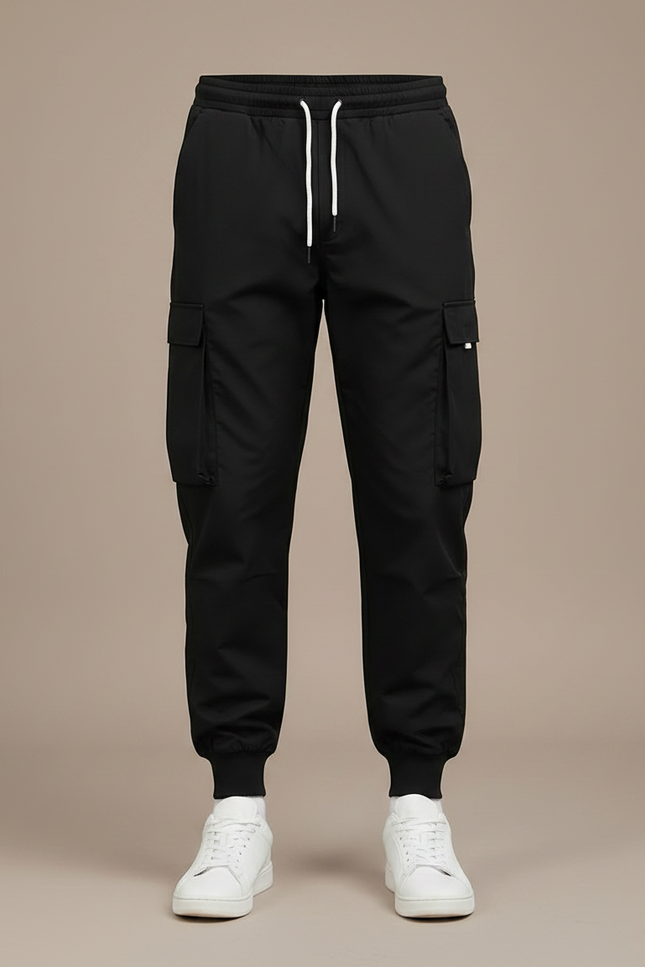 Pantalon Noir Cargo Cordon Ajusté Homme Sportif - Polyester - vue 3