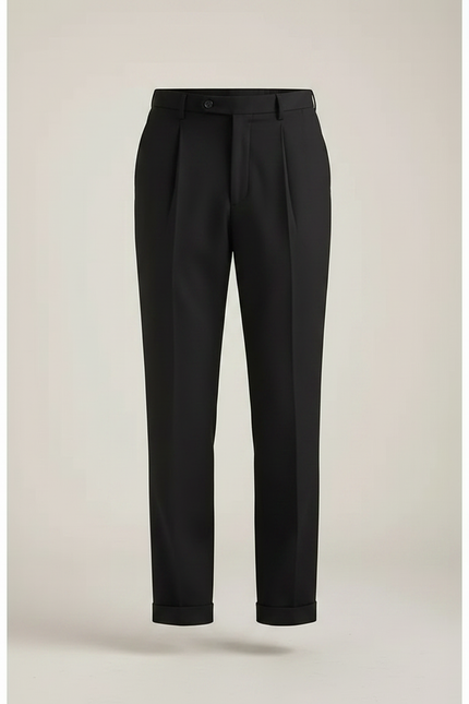 Pantalon Noir Plissé Droit Élégant Habillé Homme - Gabardine - vue 3