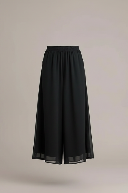 Pantalon Fluide Crêpe Noir - Polyester - vue 3