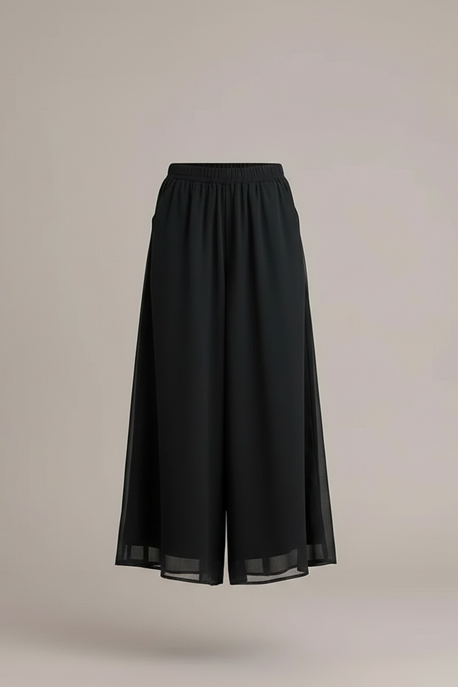 Pantalon Fluide Crêpe Noir - Polyester - vue 3