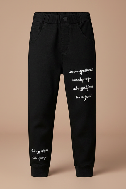 Pantalon Noir Brodé - Molleton - vue 3