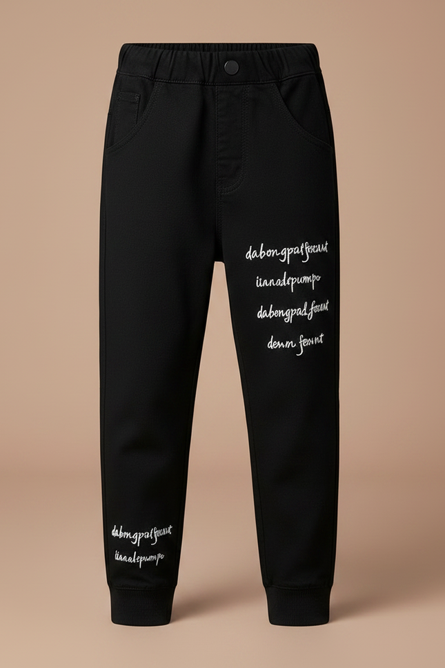 Pantalon Noir Brodé - Molleton - vue 3