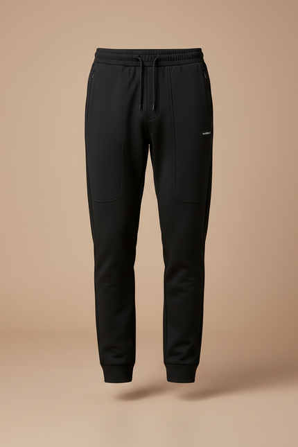 Pantalon Noir Cordon Ajusté Jogging Décontracté Homme - Molleton - vue 3