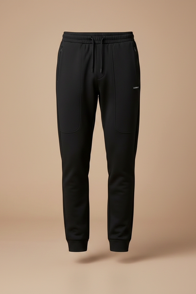 Pantalon Noir Cordon Ajusté Jogging Décontracté Homme - Molleton - vue 3