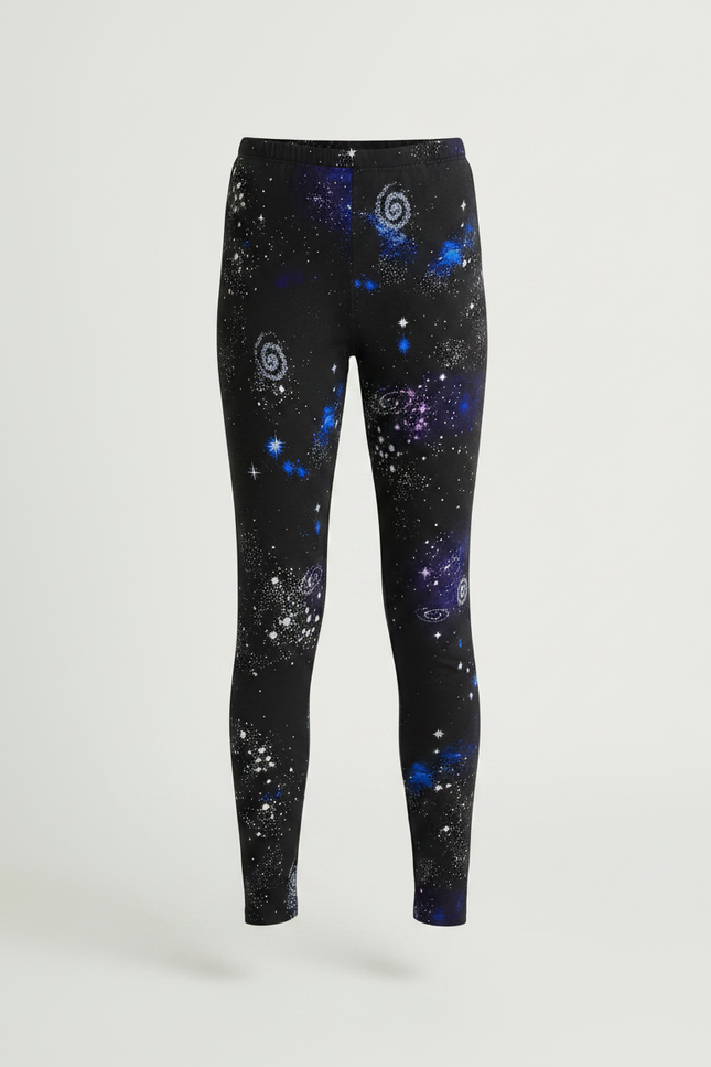 Pantalon Noir Imprimé Galaxie Extensible Fille - Polyester - vue 2