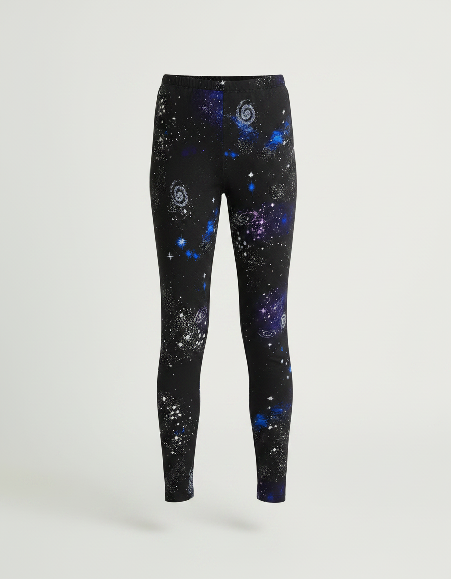 Pantalon Noir Imprimé Galaxie Extensible Fille - Polyester - vue 2