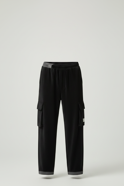 Pantalon Noir Cargo Ample Velours Homme Chaud - vue 3