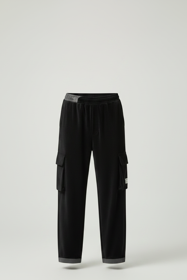 Pantalon Noir Cargo Ample Velours Homme Chaud - vue 3