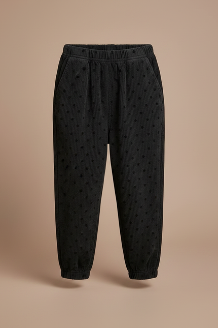 Pantalon Noir Côtelé Ample Points Harem Enfant - Cordé - vue 3