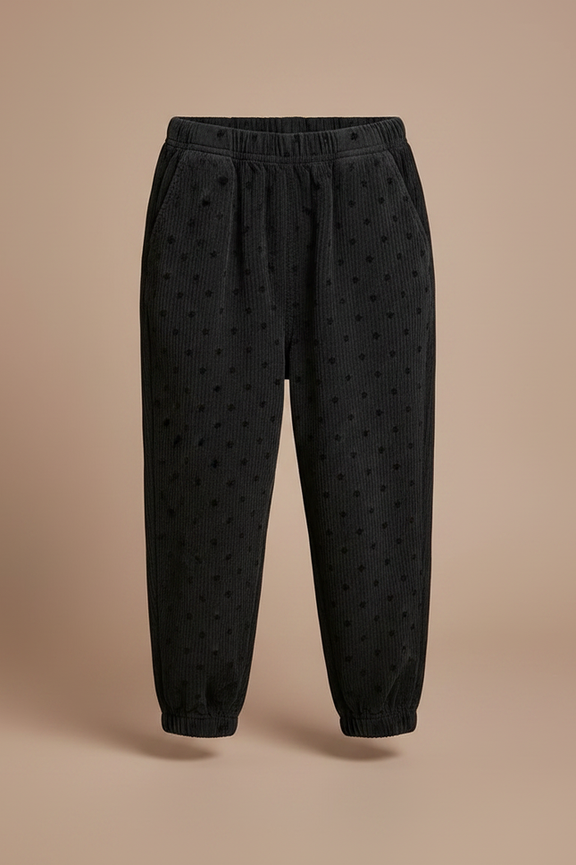Pantalon Noir Côtelé Ample Points Harem Enfant - Cordé - vue 3