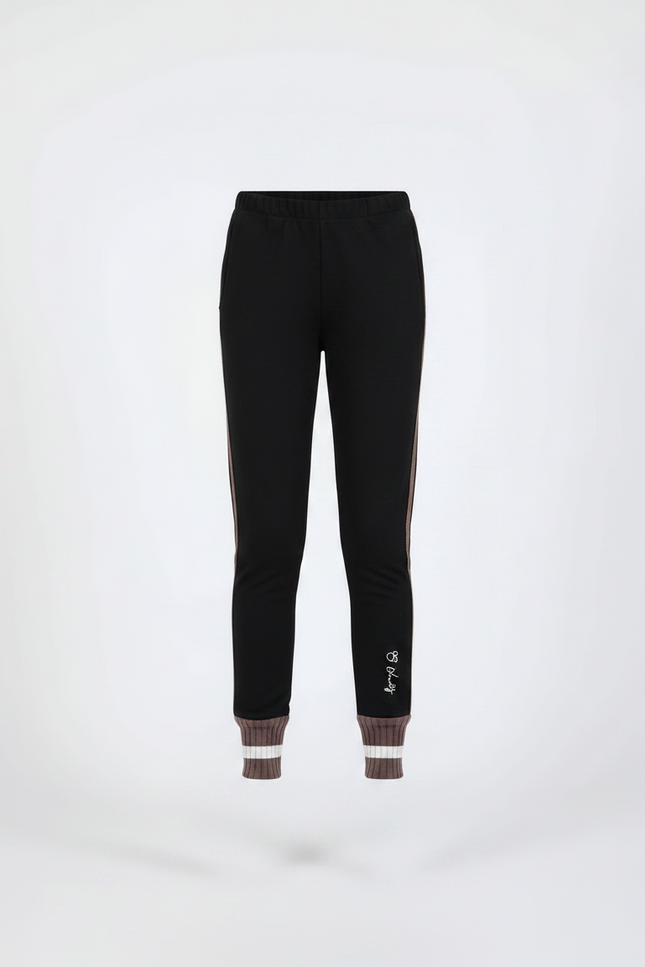 Pantalon Noir Molletonné Enfant Décontracté Rayures - vue 3