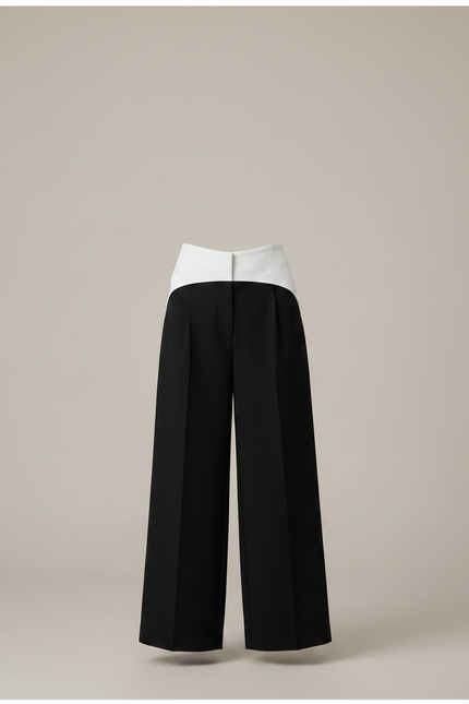 Pantalon Noir Ample Taille Haute Élégant Fille - Gabardine - vue 3