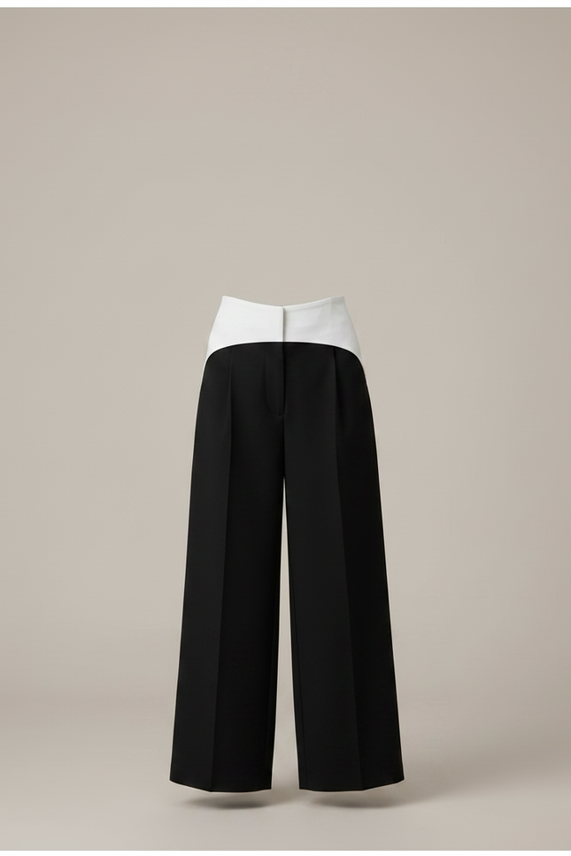 Pantalon Noir Ample Taille Haute Élégant Fille - Gabardine - vue 3
