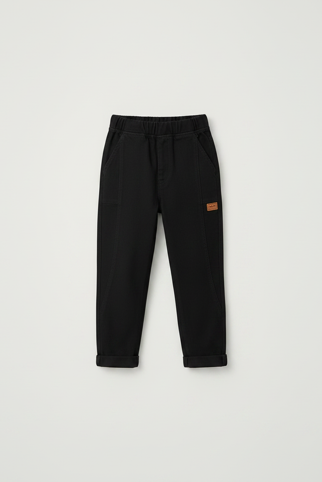 Pantalon Noir Coton Ample Décontracté Garçon - vue 3