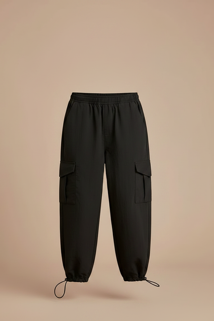 Pantalon Noir Cargo Ample Sport Enfant - Polyester - vue 3