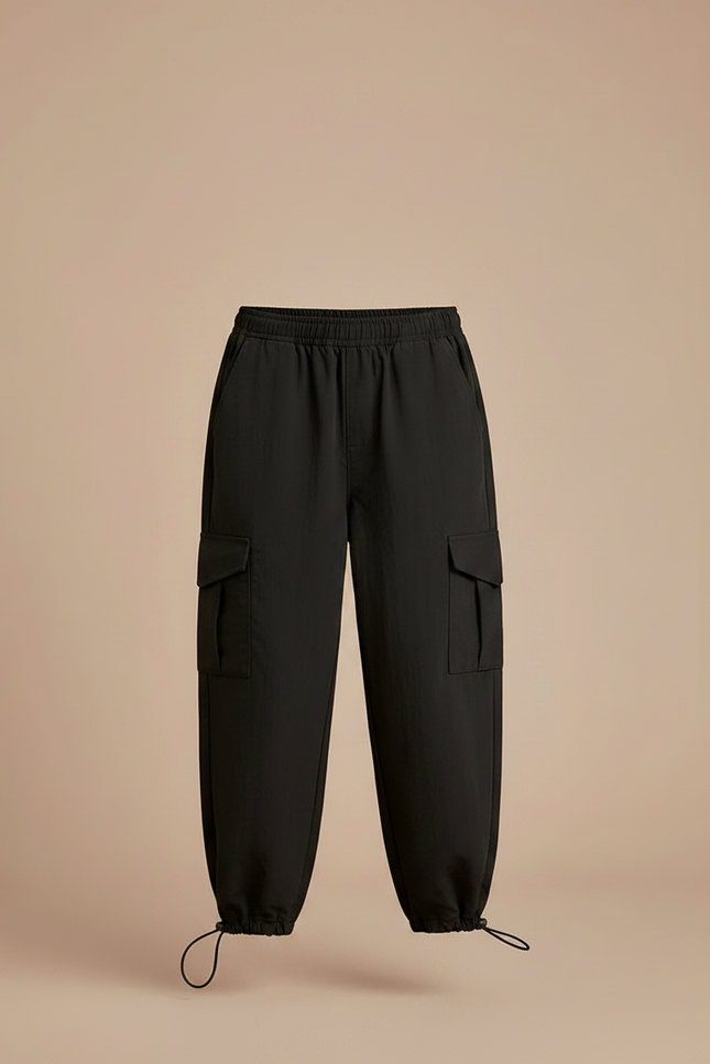 Pantalon Noir Cargo Ample Sport Enfant - Polyester - vue 3