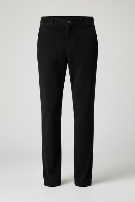 Pantalon Noir Côtelé Droit Homme Élégant Décontracté - Cordé - vue 3