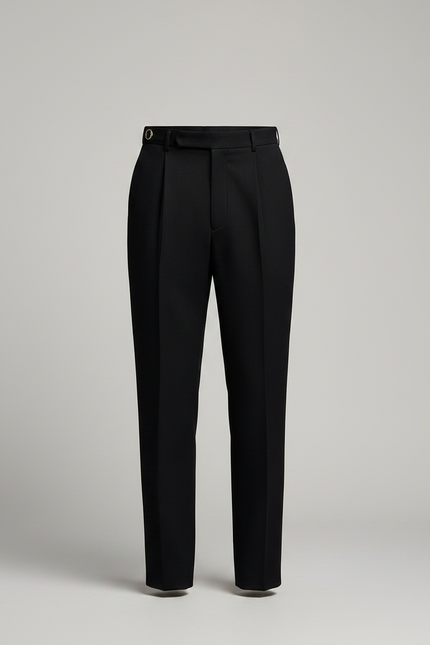Pantalon Noir Plissé Droit Élégant Homme - Gabardine - vue 3