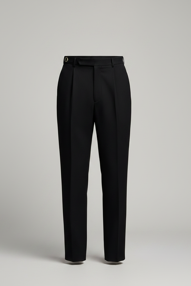 Pantalon Noir Plissé Droit Élégant Homme - Gabardine - vue 3
